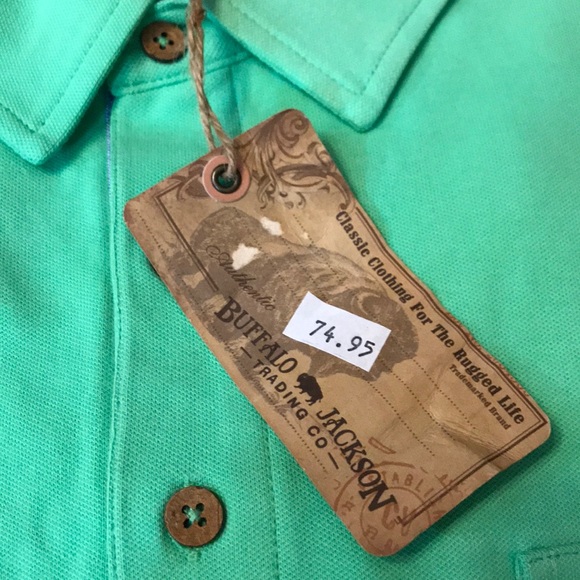 NWT Buffalo Jackson Lime Green Cotton Polo Shirt - Picture 12 of 12